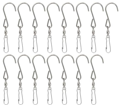 Be In Your Mind 15 Pezzi Gancio Girevole In Acciaio Inox Clip Rotanti 9,3x2,2 Cm Per Appendere Campanelli Eolici Crystal Twisters Gancio Girevole A 360 Gradi Argento