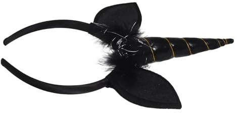HAPINARY Einhorn Haarreif Schwarz Aus Leder Mit Festem Sitz Horn Und Ohren Cosplay Und Party Kopfschmuck Für Kindergeburtstag Karneval Und Fotoshootings