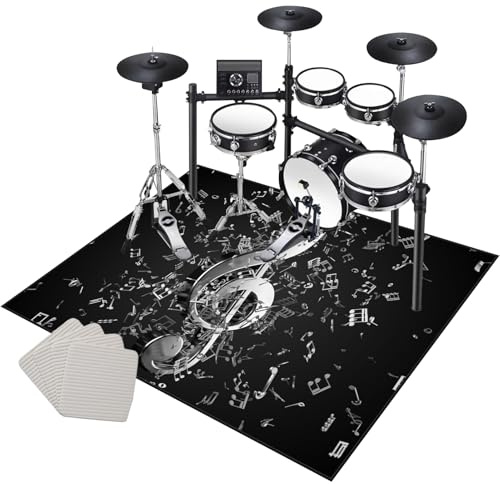 Schlagzeugteppich 200 x 170 cm Drum Teppich Schlagzeug Teppich Trommel Teppiche Musikinstrumente Bodenmatte Schallschutzdecke Für Bass Drum Snare Schlagzeugmatte Trommelteppich Schallschutz Teppich