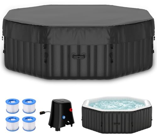 Mosener Bañera de hidromasaje inflable de 77 x 77 x 25 pulgadas, spa octogonal de PVC para 4-6 personas