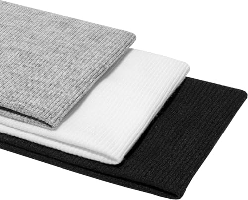 Hårband för Kvinnor, Bomull, Elastiskt Pannband med Halkskydd, 3 Pack, för Yoga, Träning, Löpning, Sport (svart, vit, grå)