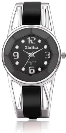 XinHua Elegante Damenuhr - Spangenuhr Damen mit Strasssteinen Uhren für Damen stilvolle Armbanduhr in Silber