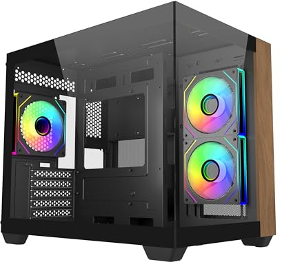 Cooler Master Elite 481 - Custodia per computer in legno nero, 3 ventole Argb inverse preinstallate, supporto AIO fino a 360 mm, supporto scheda madre mATX, supporto GPU fino a 410 mm |