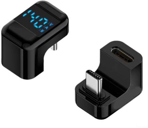 Serenophile USB C Adapter with 180 Degree Angle for Space Saving, 20Gbps Data Transfer, and 140W Power Support (Number display)