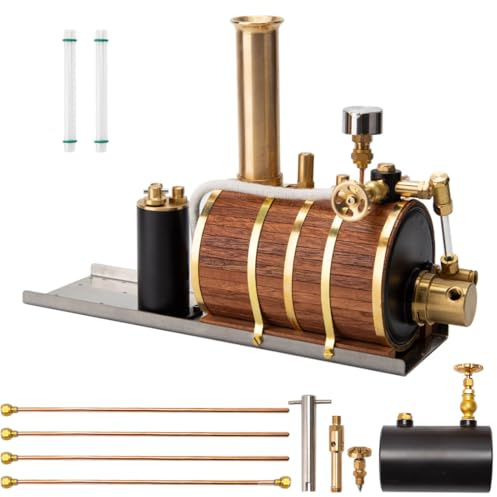 B-1 Dampfkessel Modell für EIN-/Zwei-/Dreizylinder Dampfmaschine Modell, Horizontales 200ML Kesselmodell Boiler Modellbausatz für 70cm Dampfschiffe, Ornament Geschenk -RTR