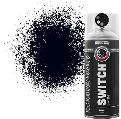 Rust-Oleum Switch 5 in 1 Nozzle Multi Surface Topcoat Decorative Spray Paint Aerosol 400ml Black Satin Finish
