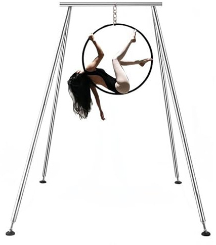 Portable Hammock Stand Heavy-Duty Steel A-Frame for Aerial Yoga Swing Acrobatic Dance Fitness with Exercise Ring Suspension Kit