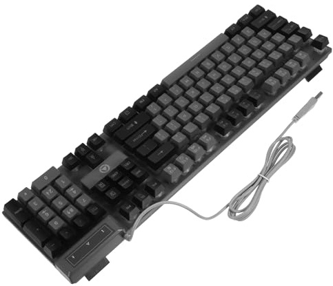 ELAYARD Clavier Mécanique USB 104 Touches RGB Rétroéclairé Noir | Format Pleine Taille, Capuchons Suspendus, Plaque Renforcée Épaisse, Support Pliable