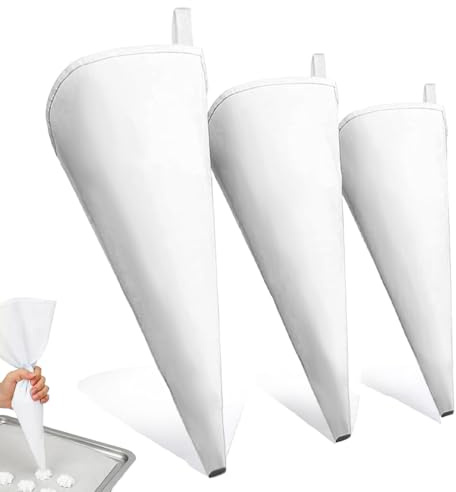 VAEIORP 3 Stücke Spritzbeutel Wiederverwendbar Baumwolle Beschichteter Sahnebeutel für Dekorieren Von Gebäck, Torten Geeignet, Hausbacken (25/30/35 cm)