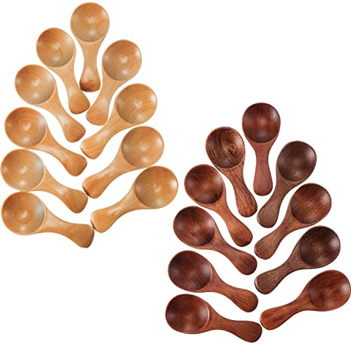 20 cucchiai piccoli in legno per condimenti zucchero, condimenti, sale, miele, cucchiaino, caffè, tè, marmellata, senape, gelato, legno, riutilizzabili, solidi, ben fatti, semplici ed eleganti, lisci