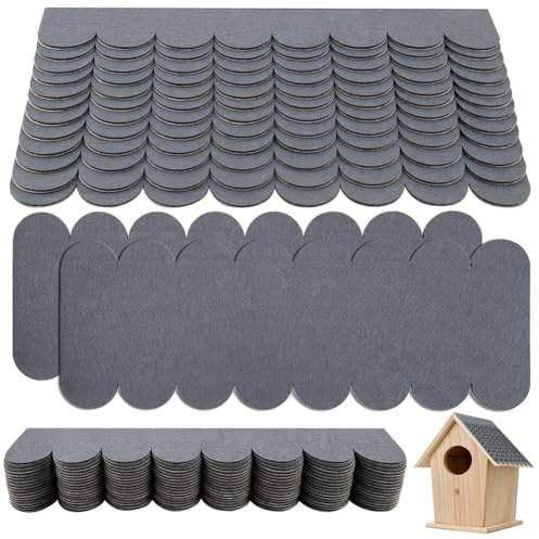 Aboiled Roofing Felt Self-Adhesive, Mini Roof Shingles 32 Pack for Bird House, for Bird Nesting Box Roof Gray