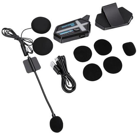 Xiuganpo Auriculares para Casco de Motocicleta, Intercomunicador Dual de 500 M Bluetooth 5.4 IP67 Impermeabilización con CVC Cancelación de Ruido Iluminación RGB Batería Larga para Comunicación de