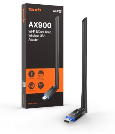 Tenda U11 Pro Adaptador WiFi USB AX900 Bluetooth 5.4 Antena 6 dBi | WiFi 6 AX900 • Bluetooth 5.4 • Antena 6 dBi • MU-MIMO • OFDMA • Soft AP • Doble Banda