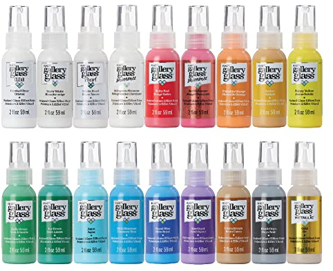 Gallery Glass Window Acrylic Craft Paint Set Formulated to be Non-Toxic, Perfect for Beginners and Artists, Eighteen Bottles, 2 Ounce, Assorted Colors 1