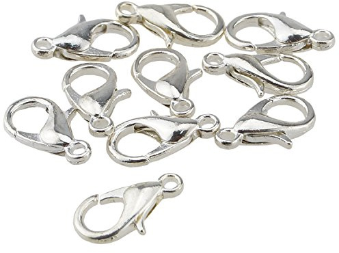Kare & Kind Silver Plated Lobster Clasps, 100pcs Jewelry-clasps Findings, 7x12mm with Retail Packaging