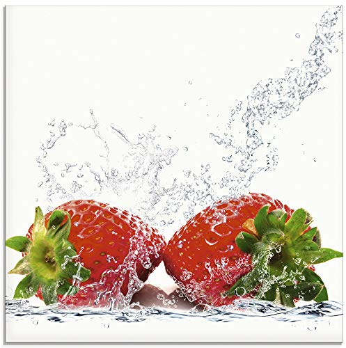 ARTland Wanddeko Glasbilder Wandbild Glas Bild einteilig 50x50 cm Quadratisch Früchte im Wasser Obst Erdbeere Frucht Cocktails Bar Modern T5SP