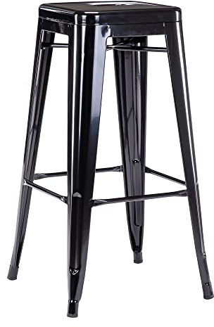 Duhome 1 Sgabello da bar in metallo nero impilabile altezza del sedile 77 cm robusto e intramontabile selezione colore 665D, colore:nero, materiale:metallo