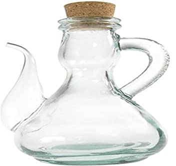 Home Oliera con Tappo, 500 ml, Vetro, Verde/Trasparente, 15x12x17 cm