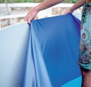 Gre SP738F Liner Blu per Piscina Fuoriterra Ovale, Dimensioni 730 x 375 x 130 cm, Sistema Overlap
