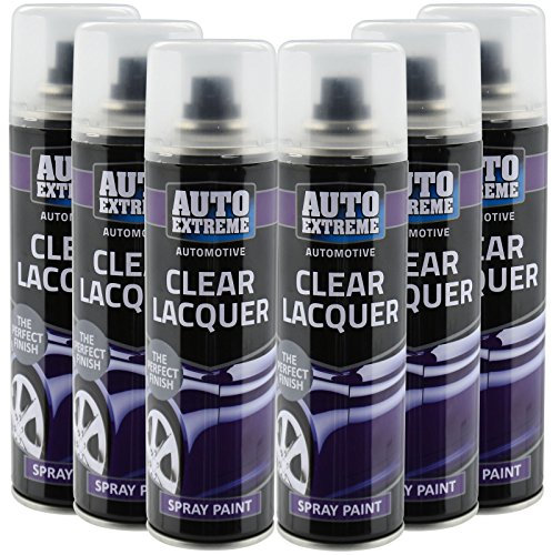 All Purpose Automotive Spray Paint 250ml Can Clear Lacquer Finish Aerosol Metal Interior Exterior Fast Dry Excellent Coverage Adhesion - Clear Lacquer - 6 Pack
