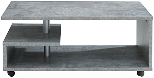 Forte BAILEY Couchtisch 105, Wohnzimmertisch, moderner Sofatisch, Beistelltisch, Holzwerkstoff, Betonoptik Lichtgrau, 105 cm breit x 60 cm tief x 45,6 cm hoch