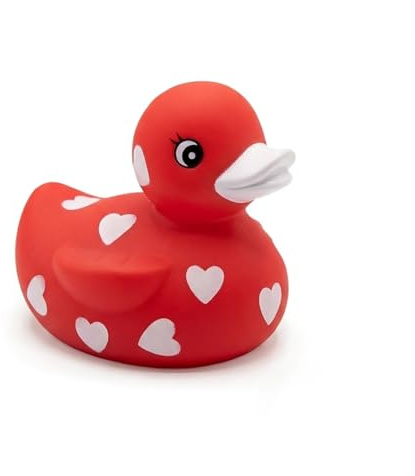 3 Rubber Duck [Squeaky, with Hole] - Baby Safe Bathtub Bathing Toy - Valentines Sweetheart Rubber Duck