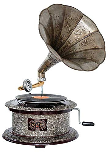Nostalgie Grammophon rund Gramophone Dekoration Trichter Grammofon Antik-Stil