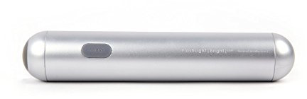 Allocacoc - Linterna de bolsillo recargable con batería de litio de 2400 mAh, brillo ajustable con cuerpo de aluminio para camping, viajes, senderismo (plata)