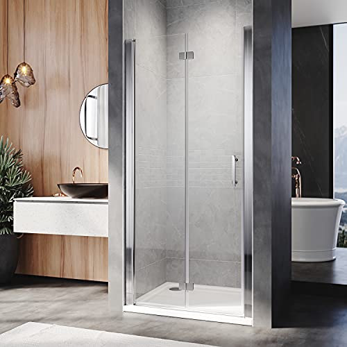 ELEGANT 900mm Bifold Shower Door Glass Shower Enclosure Reversible Folding Shower Cubicle Door