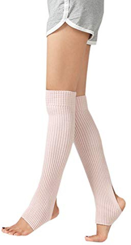 ACVIP Damen Mädchen Ballettstulpen mit Fersenloch Beinwärmer Ballett Stulpen Legwarmer(Nacktes Rosa)