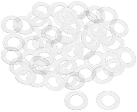 sourcing map 100Stk Flache Unterlegscheibe Nylon M16 Dichtung 28mm AD 16mm ID 1mm Dicke Klar für Wasserhahn Rohr Wasserschlauch Isolierung Schrauben