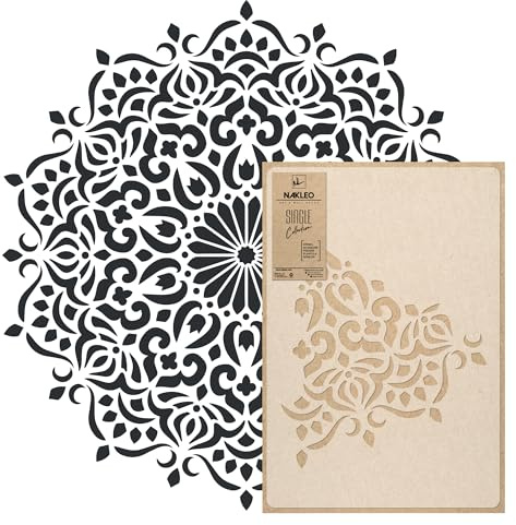 NAKLEO Mandala Große Malschablonen Durchmesser 120 cm - XL, Orientalischer Kreis Geometrisches Ornament, Wiederverwendbare Kunststoff Wandschablone DIY Handwerk, Holz Möbel Boden Stoff