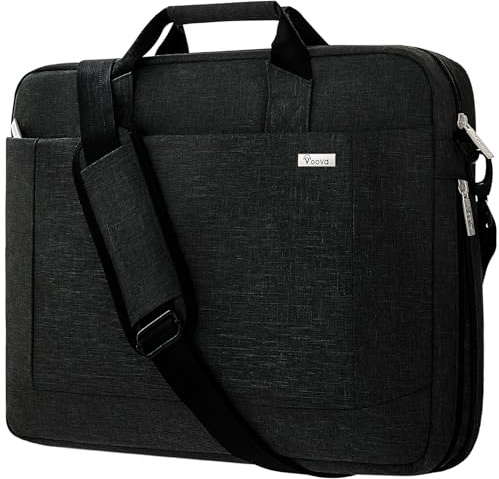 Voova große Laptoptasche für 17 17,3 17,4 Zoll Laptop, 30% mehr Kapazität, Innenfächer, verdickt wasserdicht Notebook Tasche, kann auf dem Koffer, kompatibel mit Macbook Dell HP, Schwarz