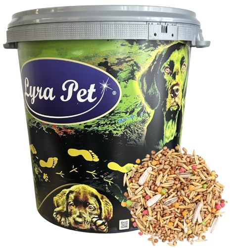 Lyra Pet® 10 kg Streufutter HK Polen in 30 L Tonne Vogelfutter Wildvögel | Wildvogelfutter ganzjährig - Aus Getreide & Samen - Ideal für Vogelhäuser & Futterspender - Abwechslungsreich & fetthaltig