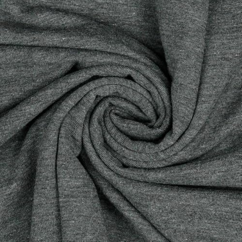 Jerseystoff Uni Meterware Tex Standard 100 zertifiziert 69 Farben zur Auswahl Uni + Meliert (M055 I Grau Melange, 200 x 150cm)