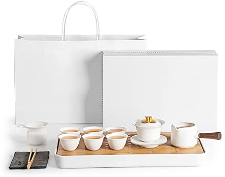 ZHANGZONG Set Tazze da tè teiera Ceramica teiera Giapponese Tazze da The Inglese Servizio da tè in Porcellana da 14 Pezzi per Adulti, Servizio da caffè per 6, Servizio da tè Bianco, Tazze da tè