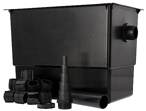 Yamitsu Kockney Koi Small Pond Filter Black Box Size 1 (2021 Model) for Ponds up to 1700 Litres, Max Flow Rate 900 Lph
