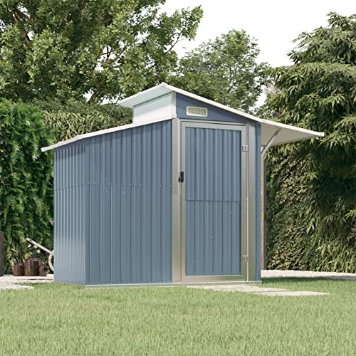 Geräteschuppen, BULANED Gartenhaus, Fahrradunterstand, Gartenhütte, Schuppen Garten, Gartenhäuser, Lagerschuppen, Grau 270x130x208,5 cm Verzinkter Stahl