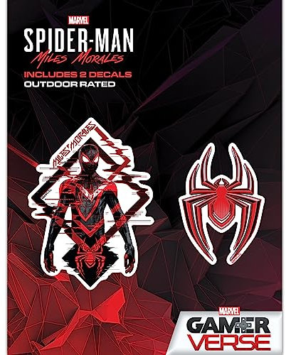Marvel Miles Morales Decals - Set of 2 Spider-Man Vinyl Stickers for Water Bottle Bike Helmet Laptop Skateboard Car - Marvel Stickers for Kids and Adults
