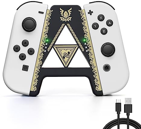 DLseego Poignée Joycon pour Switch/Switch OLED, Controller Portable en Forme de A, Plug and Play - Noir Doré