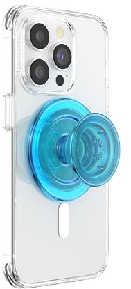 PopSockets Phone Grip for MagSafe, Magnetic Holder, Phone Stand, Blue - Electric Blue Translucent