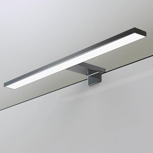 YIQAN Lampada a Specchio LED 4000K Luce Naturale Nera Opaca 30cm per Bagno 5W 500lm Armadietto, Clip Luce Cosmetica 3 Opzioni di Montaggio Con Cavo