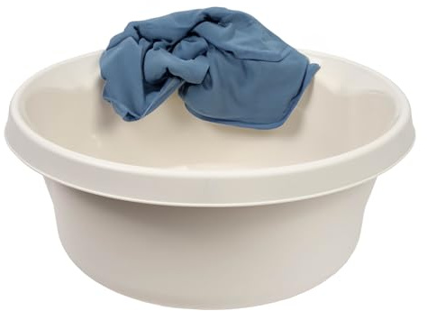 KADAX Matte Plastikwaschschüssel, Kunststoffschüssel, Runde Spülschüssel, Robuste Waschschüssel, Haushaltswasserschüssel für Badezimmer, Allzweck-Wanne (Creme, 9L)