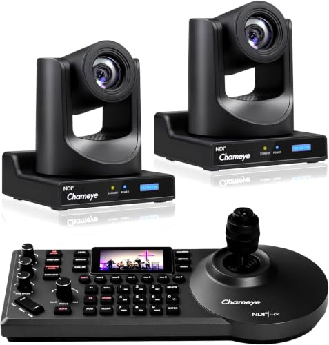 Chameye NDI PTZ Camera 30x Bundle 3G-SDI HDMI USB 3.0 IP PoE AI Auto Tracking Kits + IP PTZ Controller Keyboard for Church Worship Education Events, C730Nx2+E300 (K230N)