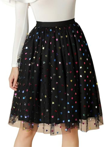 Pailletten Tüll Rock Damen High Low Layered Puffy Fee A-Linie Midi Unregelmäßiger Tutu Festliche