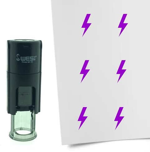 CombiCraft Selbstfärbender Stempel Blitz in Lila, 10mm rund - Ideal für Bulletjournals und Treuekarten