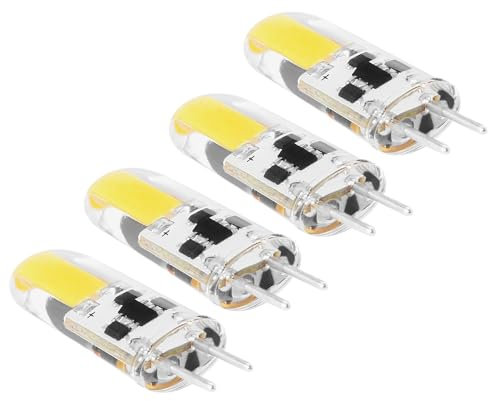 Pack of 4 G6.35 LED Bulbs 3W AC/DC 12V COB 360° Beam Angle Dimmable Silicone LEDs,Warm White,3W 4PCS Dimmable