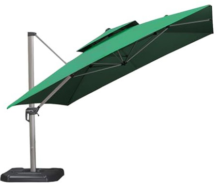 FOERPL Ombrello di ricambio per terrazzo, 3 x 3 m, 2 piani, quadrato, per terrazze, per esterni, per cortile, piscina, ponte da giardino (solo baldacchino), verde scuro