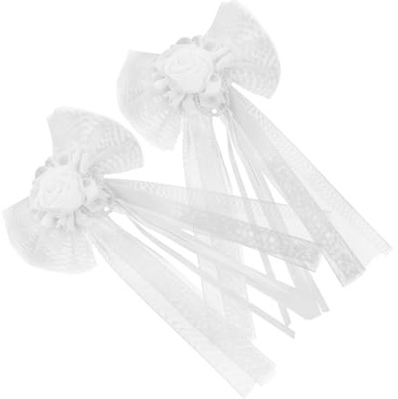 Beavorty Set mit Hochzeitsschleifen Aus Satinband mit Farbverlauf und Karomuster für Autodekorationen und Schleifen