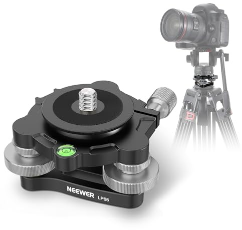 NEEWER Stativkopf Nivelliersockel Kamera Nivellierer mit Schalenadapter, 3 Achsen Rad Metallkopf mit 3/8 Schraube Gewinde, +/-9° präzise Winkeleinstellung für Makro Panoramafotografie, Max 15kg, LP66